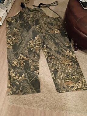 Realtree Camo Hunting Bib Overalls in Woodland Green and Brown